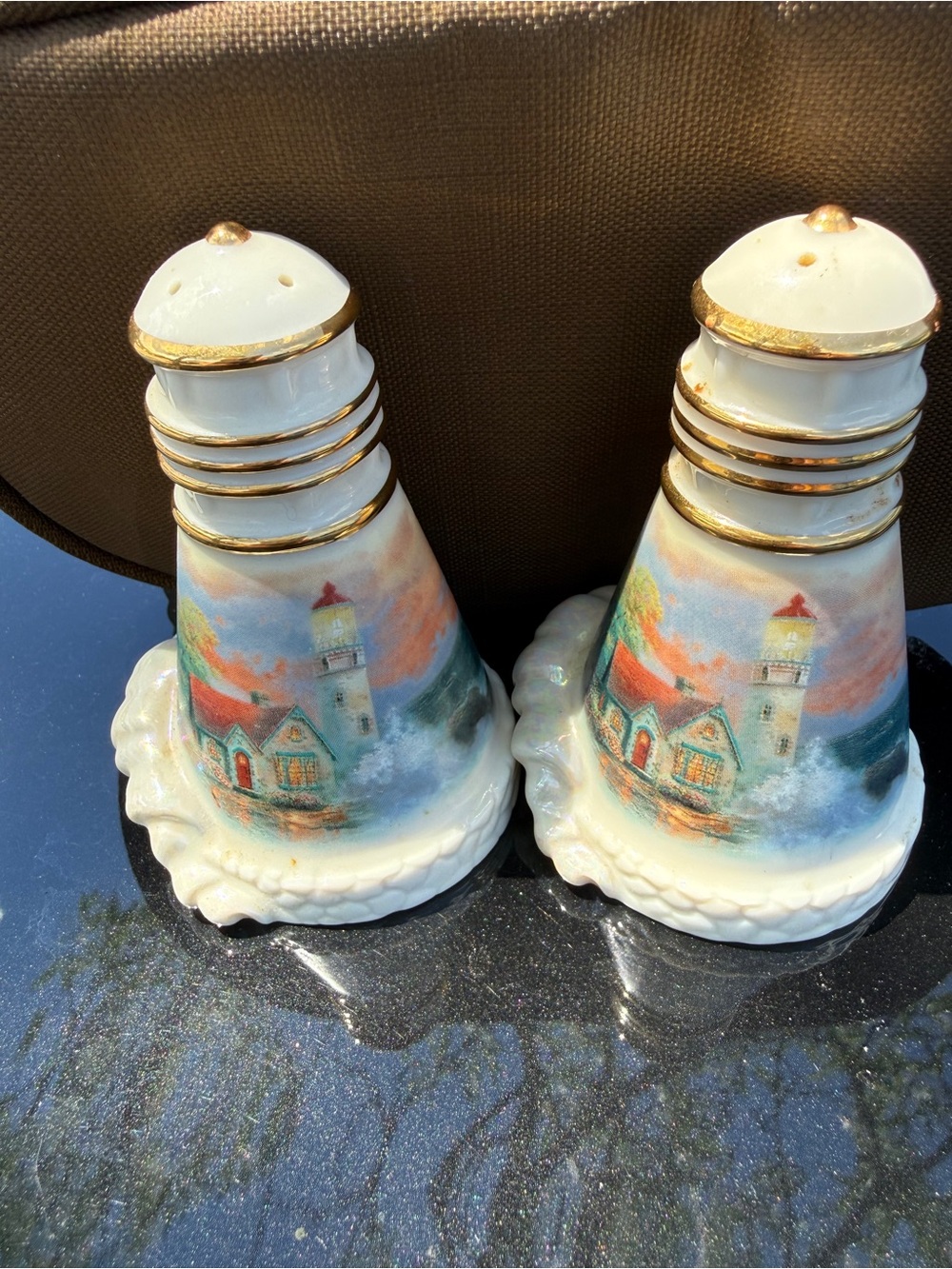 Vintage Lenox White and Gold Porcelain salt and pepper